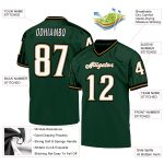 Custom Name and Number Personalized Green White Old Gold Football Jersey - Authentic Throwback Mesh Team Jersey Personalized