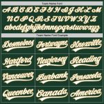 Custom Name Number Two-Button Unisex Softball Jersey - Personalized Green White Old Gold Team Apparel Personalized Green