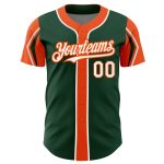 Custom Authentic Baseball Jersey with Personalized Name & Number - Green, White, Orange Arm Shapes Personalized Green White-Orange
