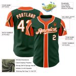 Custom Authentic Baseball Jersey with Personalized Name & Number - Green, White, Orange Arm Shapes Personalized Green White-Orange