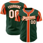 Custom Authentic Baseball Jersey with Personalized Name & Number - Green, White, Orange Arm Shapes Personalized Green White-Orange