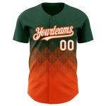 Custom Baseball Jersey with Personalized Name & Number, 3D Gradient Green White-Orange Square Pattern Design Personalized