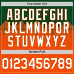 Custom Baseball Jersey with Personalized Name & Number, 3D Gradient Green White-Orange Square Pattern Design Personalized