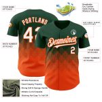 Custom Baseball Jersey with Personalized Name & Number, 3D Gradient Green White-Orange Square Pattern Design Personalized