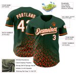 Custom Leopard Print Baseball Jersey with Personalized Name & Number - Green White-Orange 3D Pattern Fade Design Personalized