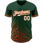Custom Leopard Print Baseball Jersey with Personalized Name & Number - Green White-Orange 3D Pattern Fade Design Personalized