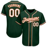 Custom Personalized Authentic Baseball Jersey with Name and Number - Green White-Orange Team Jersey Personalized Green White-Orange