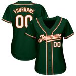Custom Personalized Authentic Baseball Jersey with Name and Number - Green White-Orange Team Jersey Personalized Green White-Orange