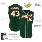 Custom Name Number Green White Orange Sleeveless Baseball Jersey - Personalized Authentic Team Apparel Personalized Green