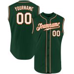 Custom Name Number Green White Orange Sleeveless Baseball Jersey - Personalized Authentic Team Apparel Personalized Green