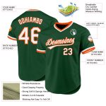 Custom Authentic Throwback Baseball Jersey with Personalized Name and Number - Green White-Orange Team Design Personalized