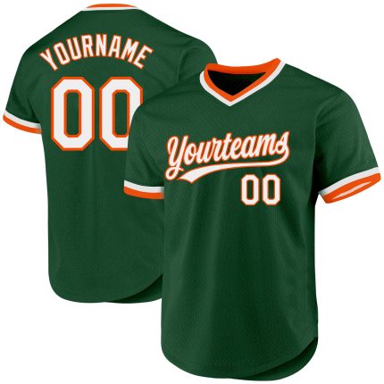 Custom Authentic Throwback Baseball Jersey with Personalized Name and Number - Green White-Orange Team Design Personalized