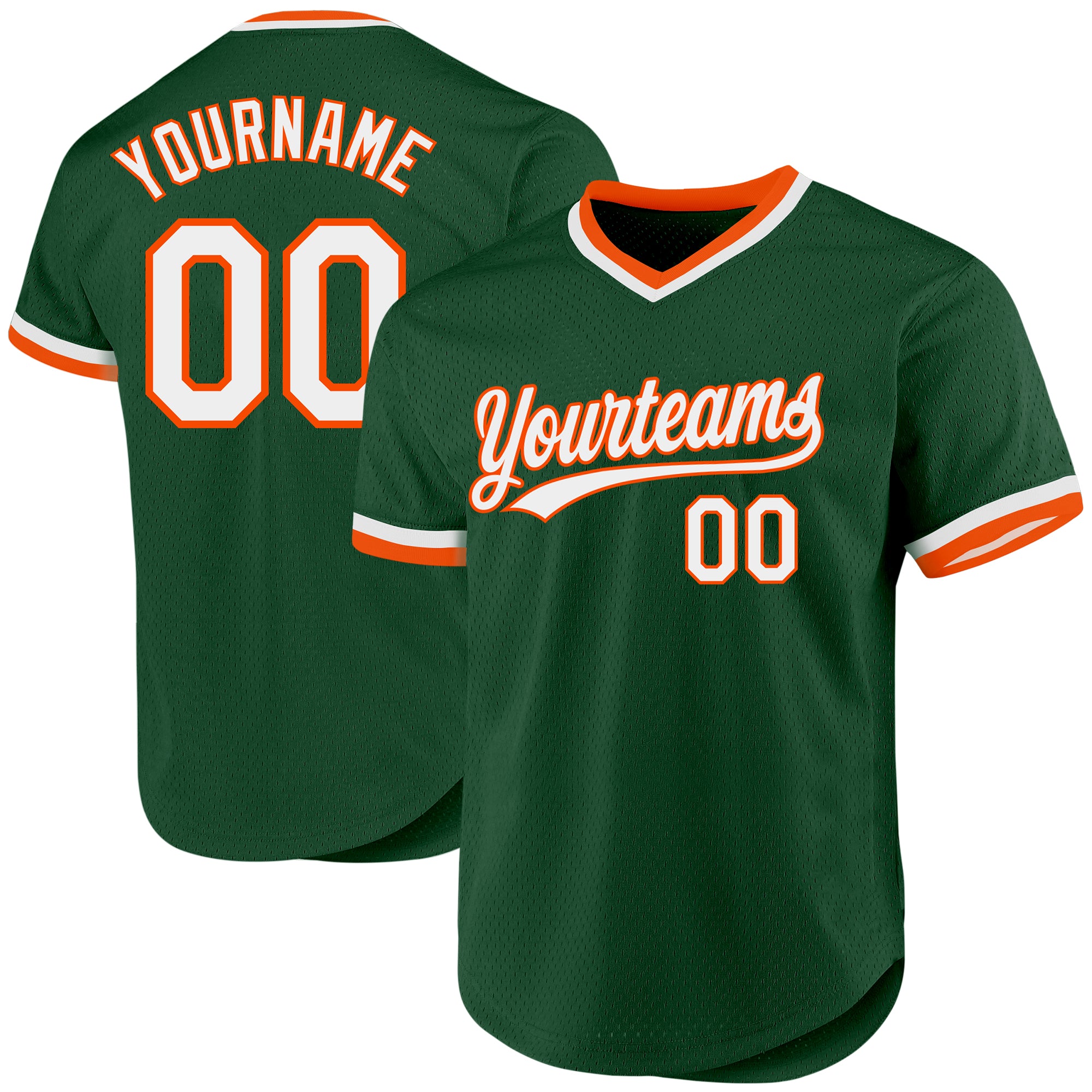 Custom Authentic Throwback Baseball Jersey with Personalized Name and Number - Green White-Orange Team Design Personalized
