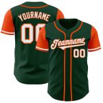 Custom Two Tone Baseball Jersey - Personalized Green White Orange with Team Name and Number Personalized Green White-Orange