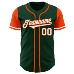 Custom Two Tone Baseball Jersey - Personalized Green White Orange with Team Name and Number Personalized Green White-Orange