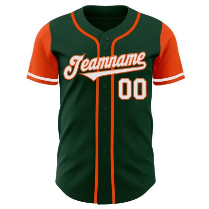 Custom Two Tone Baseball Jersey - Personalized Green White Orange with Team Name and Number Personalized Green White-Orange