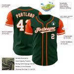 Custom Two Tone Baseball Jersey - Personalized Green White Orange with Team Name and Number Personalized Green White-Orange