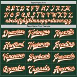 Custom Team Bomber Jacket with Personalized Name and Number - Green White Orange Black Full-Snap Varsity Letterman Personalized