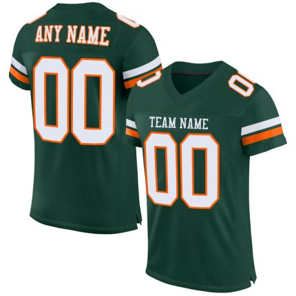 Personalized Green White Orange Mesh Authentic Football Jersey for Fans Personalized Green White-Orange Mesh Authentic Football