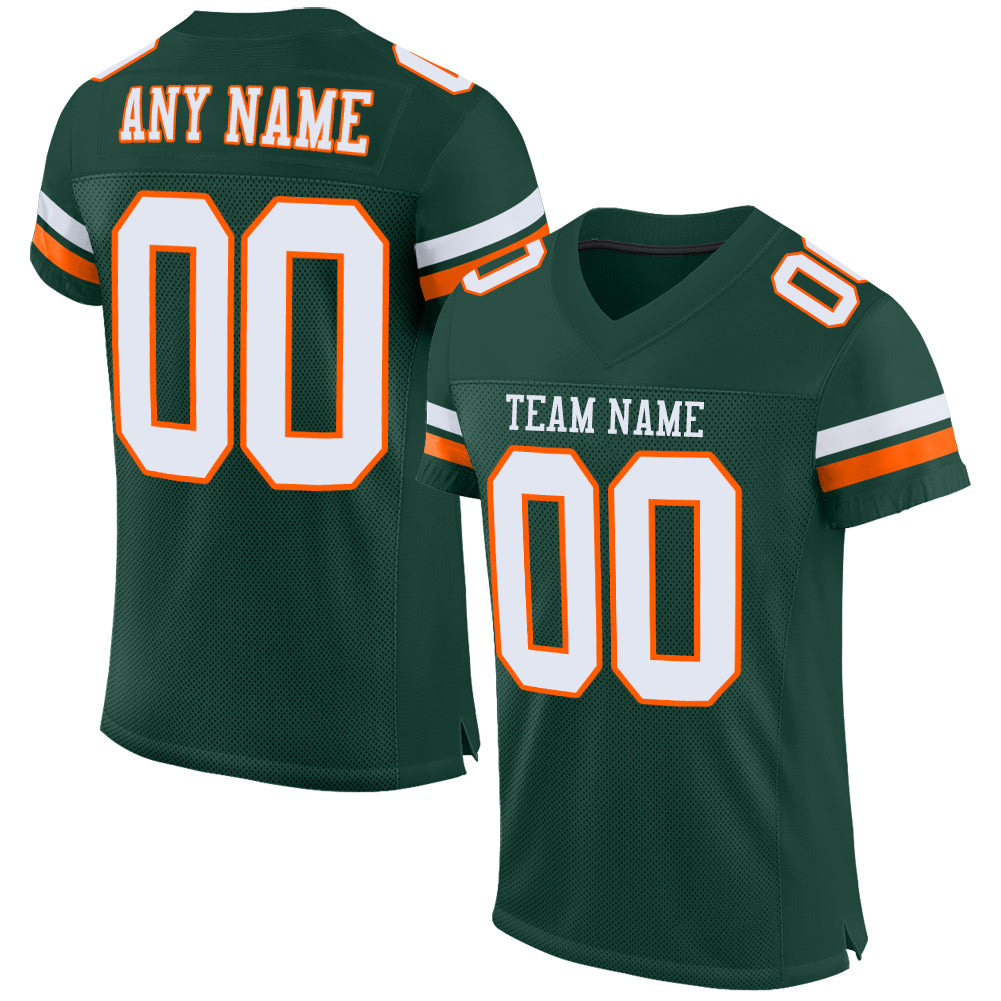Personalized Green White Orange Mesh Authentic Football Jersey for Fans Personalized Green White-Orange Mesh Authentic Football