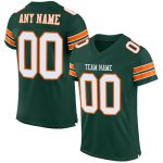 Custom Green White-Orange Mesh Football Jersey with Personalized Name and Number - Authentic Team Wear Personalized Green