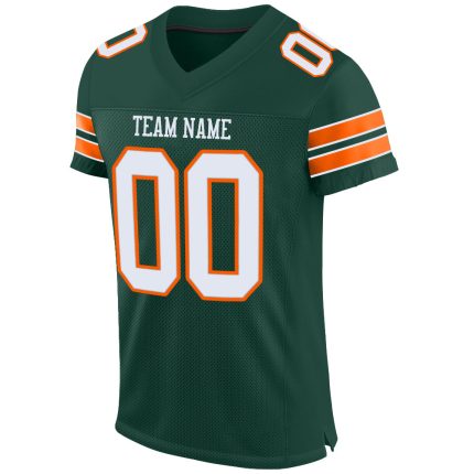 Custom Green White-Orange Mesh Football Jersey with Personalized Name and Number - Authentic Team Wear Personalized Green