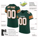 Custom Green White-Orange Mesh Football Jersey with Personalized Name and Number - Authentic Team Wear Personalized Green
