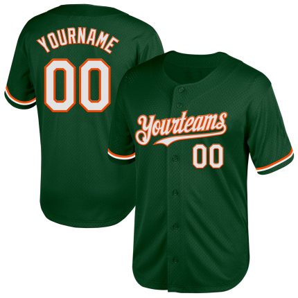 Custom Mesh Baseball Jersey - Personalized Green White-Orange Throwback with Name & Number Personalized Green White-Orange