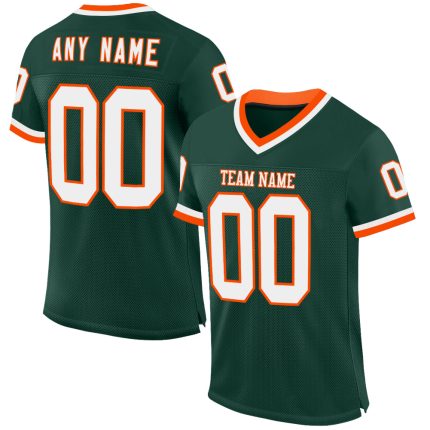Personalized Green White Orange Mesh Authentic Throwback Football Jersey Personalized Green White-Orange Mesh Authentic Throwback