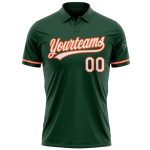 Custom Team Name Number Golf Polo Shirt Performance Vapor Green White-Orange Personalized Green White-Orange Performance