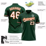 Custom Team Name Number Golf Polo Shirt Performance Vapor Green White-Orange Personalized Green White-Orange Performance