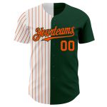 Custom Name and Number Personalized Pinstripe Baseball Jersey Green White Orange Authentic Fashion Personalized Green White-Orange