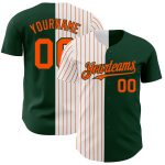 Custom Name and Number Personalized Pinstripe Baseball Jersey Green White Orange Authentic Fashion Personalized Green White-Orange