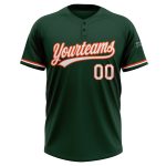 Custom Name Number Softball Jersey Unisex Green White Orange Two-Button Personalized Team Apparel Personalized Green White-Orange