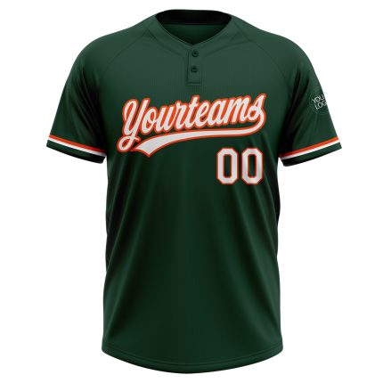 Custom Name Number Softball Jersey Unisex Green White Orange Two-Button Personalized Team Apparel Personalized Green White-Orange