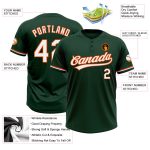 Custom Name Number Softball Jersey Unisex Green White Orange Two-Button Personalized Team Apparel Personalized Green White-Orange