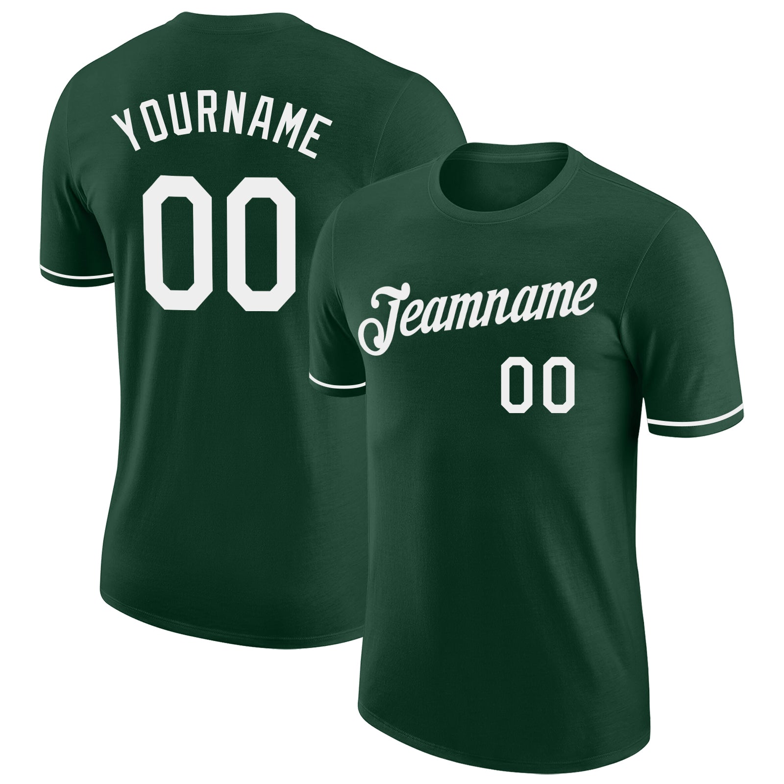Custom Name and Number Performance T-Shirt for Team in Green and White - Personalized Athletic Shirt Personalized Green White