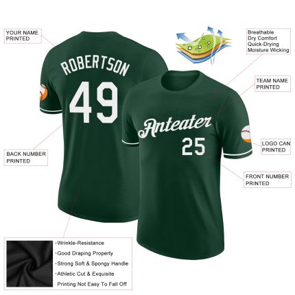 Custom Name and Number Performance T-Shirt for Team in Green and White - Personalized Athletic Shirt Personalized Green White