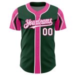 Custom Name and Number Authentic Baseball Jersey - Personalized Green White Pink 3 Colors Arm Shapes Personalized Green White-Pink
