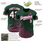 Custom Name and Number Leopard Print Fade Fashion Baseball Jersey - Personalized Green White-Pink 3D Pattern Design Personalized