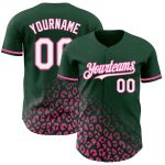 Custom Name and Number Leopard Print Fade Fashion Baseball Jersey - Personalized Green White-Pink 3D Pattern Design Personalized