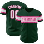 Personalized Authentic Baseball Jersey in Green, White & Pink Personalized Green White-Pink Authentic Baseball Jersey