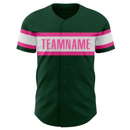 Personalized Authentic Baseball Jersey in Green, White & Pink Personalized Green White-Pink Authentic Baseball Jersey