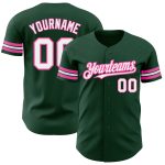 Custom Name and Number Personalized Baseball Jersey - Green White Pink Team Jersey Personalized Green White-Pink Authentic
