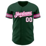 Custom Name and Number Personalized Baseball Jersey - Green White Pink Team Jersey Personalized Green White-Pink Authentic