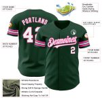Custom Name and Number Personalized Baseball Jersey - Green White Pink Team Jersey Personalized Green White-Pink Authentic