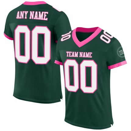 Personalized Authentic Football Jersey - Green White Pink Mesh Design Personalized Green White-Pink Mesh Authentic Football