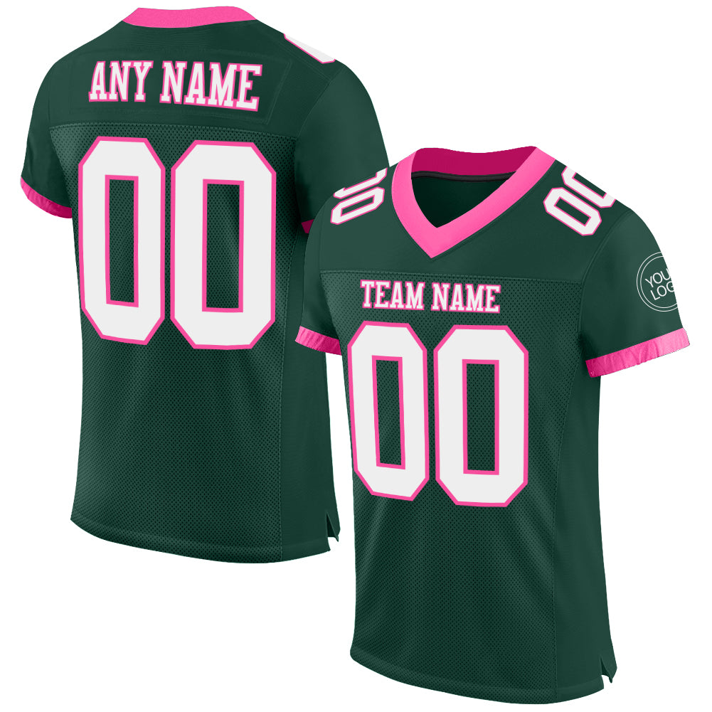 Personalized Authentic Football Jersey - Green White Pink Mesh Design Personalized Green White-Pink Mesh Authentic Football