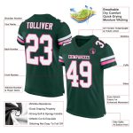 Custom Authentic Football Jersey with Personalized Name & Number - Green White-Pink Mesh Team Apparel Personalized Green