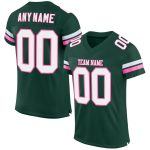 Custom Authentic Football Jersey with Personalized Name & Number - Green White-Pink Mesh Team Apparel Personalized Green
